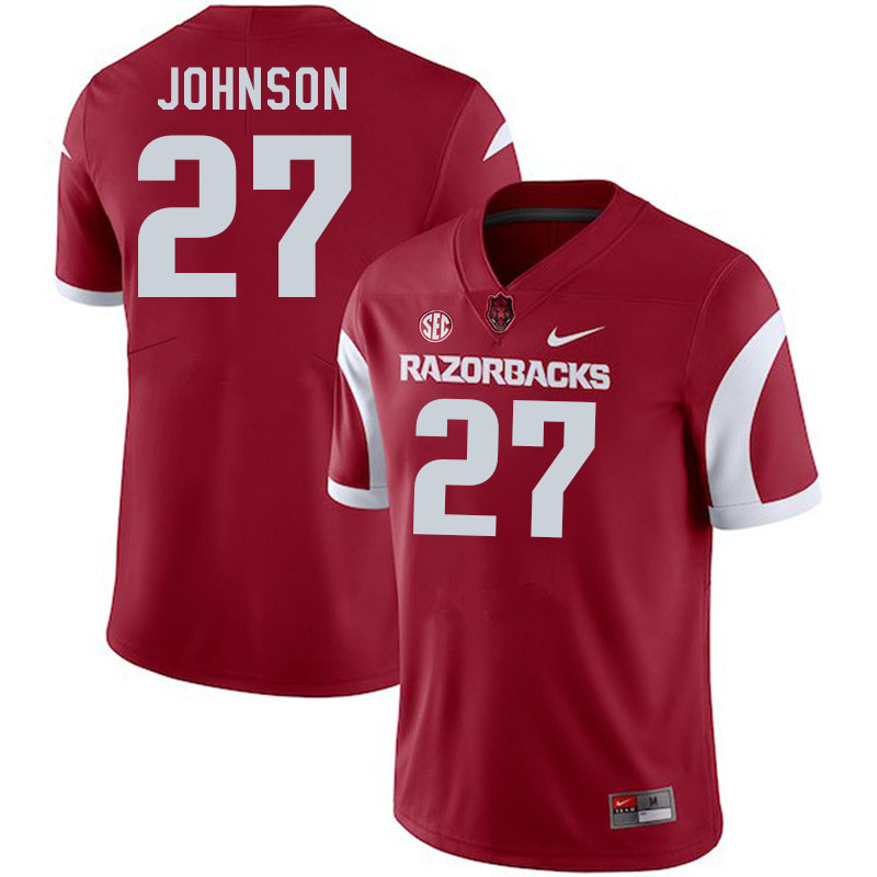 Men #27 Ahkhari Johnson Arkansas Razorbacks College Football Jerseys Stitched-Cardinal